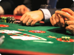 blackjack table with cards