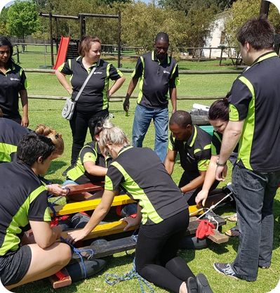 raft building team building event