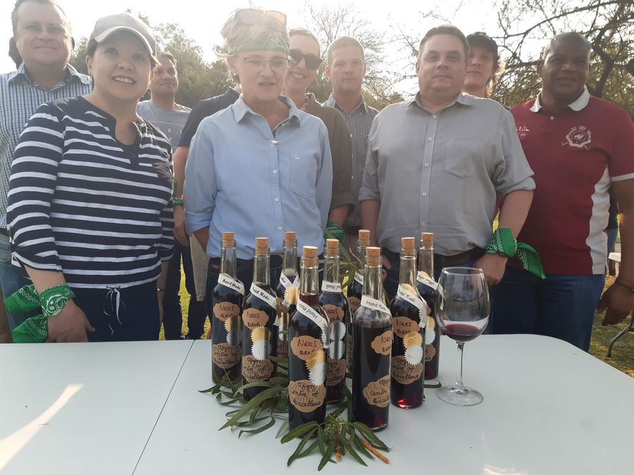 Wine blending team presenting their blends to the judges