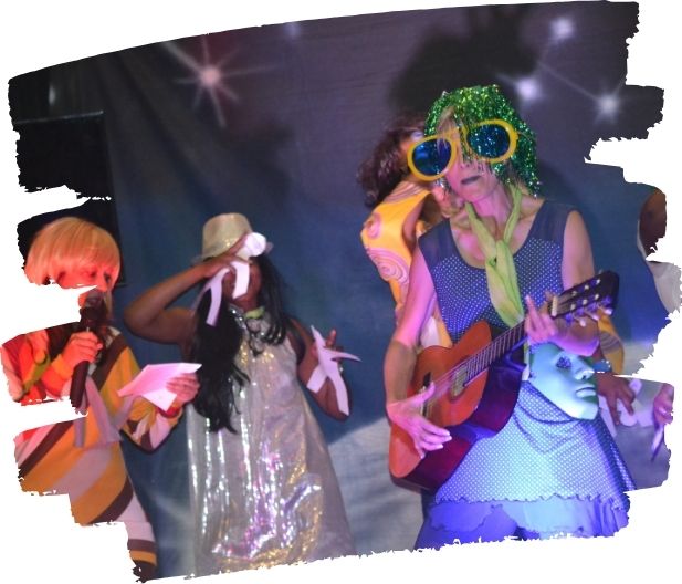 Ladies singing karaoke